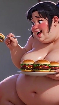 Weight Gain Humiliation - Fat Woman Stuffing Skinny Feedee