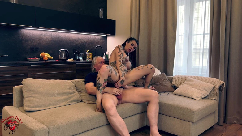 Megan Inky: Megan Inky fucks an old man in his home on...