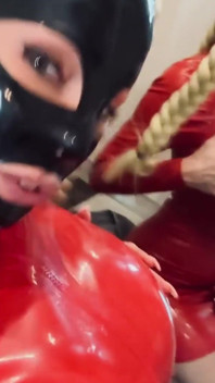 Anyone Is a Fan of Shiny Red Latex? I Know You Want to Cum All Over My Huge Tits