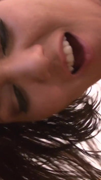 Hot babe gets dildo butt fucking and cum in the eye