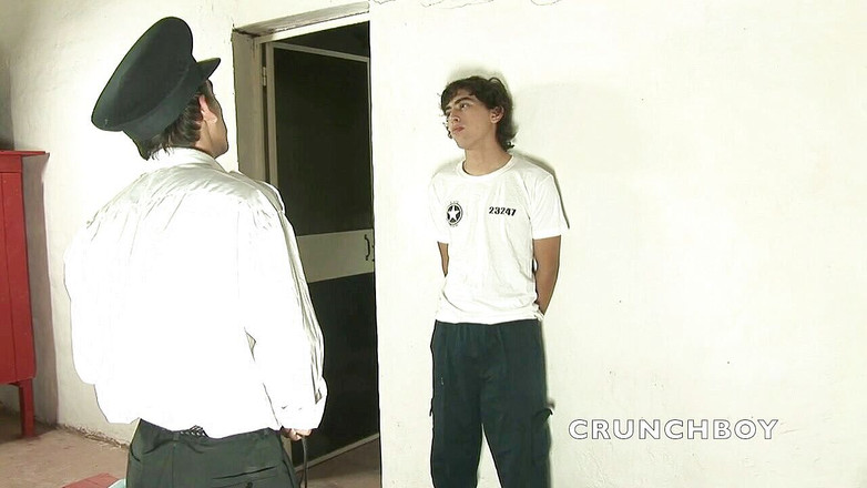 Straight fucking boy in uniform: Yougn straigth prisonne rusedby the guardian