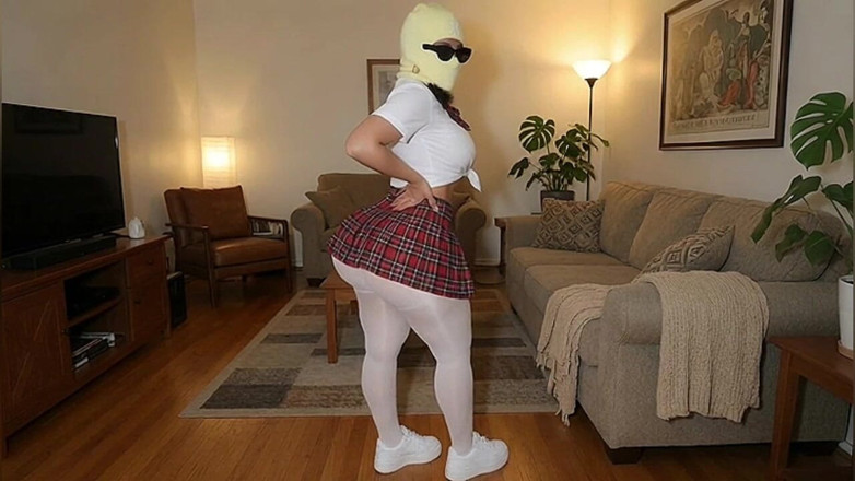 Animate golden: Big Ass Girl w fioletowej sukience i kabaretkach jebana na...