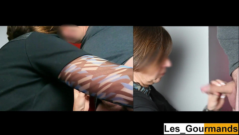 Les Gourmands: Мілфа з червоною помадою смокче великий член і пульсує, ковтає його сперму