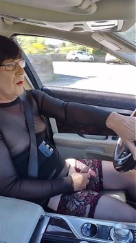 Mature Crossdressing Sissy Slut Driving Fully Exposed