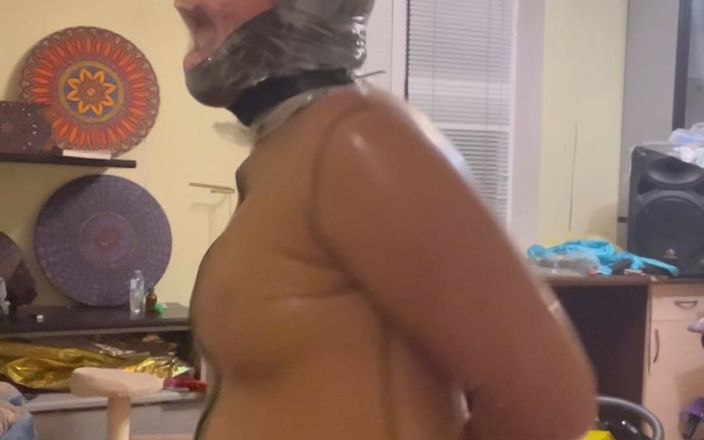 Elena917: Pungă de plastic Joc cu respirație în latex, transpirație și scoaterea din...