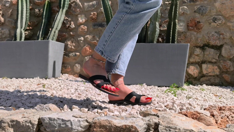 Goddess Lena: Flat Sandals Play
