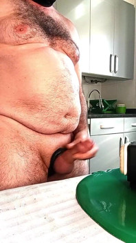 Chubby with Big Fat Cock, Fucking My Ass with Huge Plug, and Handjob Machine