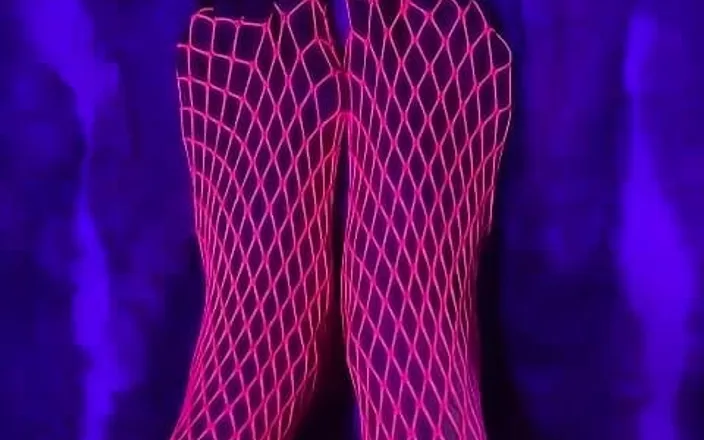 Naelor: Pink Neon Fishnet on Sexy Small Asian Feet with Long...