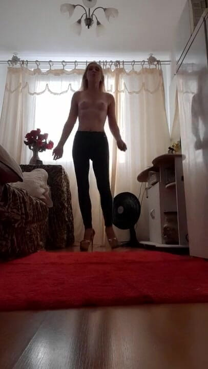 Stefany karoliny: Stefany Karoliny, wearing bright shiny leg pants so you can...
