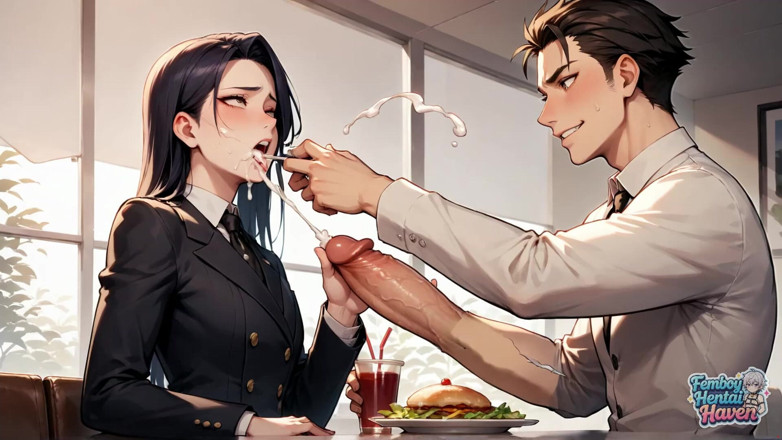 Femboy Hentai Haven: Трансвеститська вітрина з великою дупою в кафе перетворює найкращу фембою на розпусний символ траху а-тон