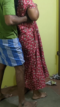 Mature Maid Is Bending Over and Cleaning the House When a Young Bull Touches Her and Has Sex with Her, Her Moan in Pleasure.