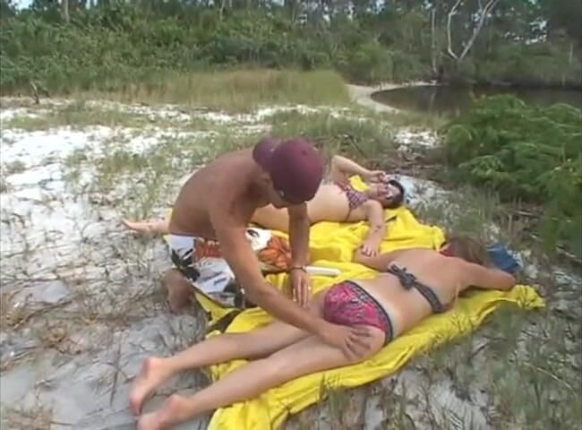 Homegrown Handjob: Two women and one guy get it on