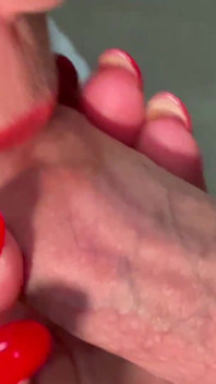 Smoking During Blow Job with Red Lipstick and Red Nails and Cum Shoot in My Mouth