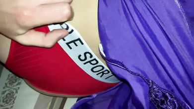 The Girl in Red Panties Spread Her Legs. Juicy Finished with Sperm. Amateur