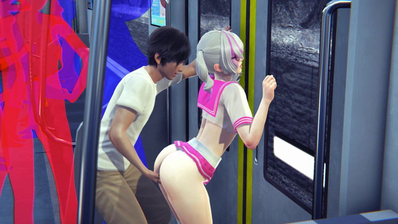 Waifu club 3D: Un mec masturbe la chatte d'une étudiante dans le métro