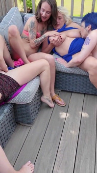Five Horny MILFs Get Filthy on the Patio
