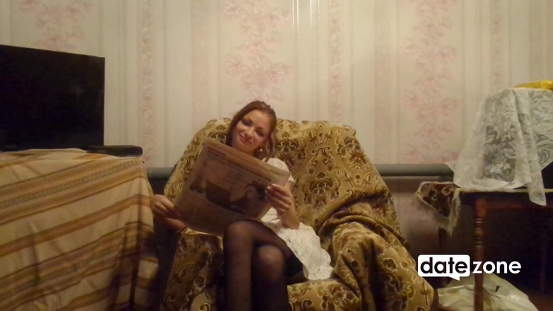 Datezone: Young Amateur in Shiny Stockings Pulls up Her Dress and...