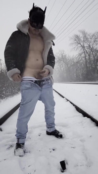 Snowy Track Tease: Muscular Stud Strips Bare, Flexes, and Explodes in Winter Heat
