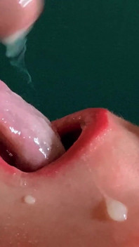 Foreskin: She Gags From Huge Amounts of Sperm, Going Down Her Throat Closeup