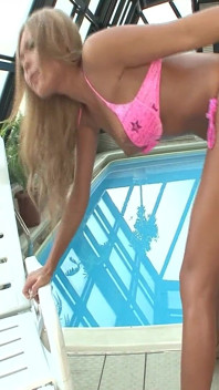 Blonde Japanese Blows a Dude with Big Dick and Gets Her Bush Drilled Deep at the Pool