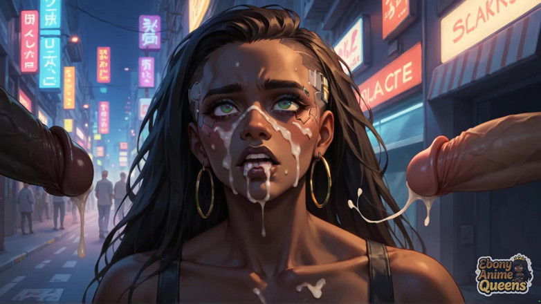 Ebony Anime Queens: Neon şehrinde sibernetik zenci kraliçenin süt fışkıran orgazmı! Sıcak koyu renkli...