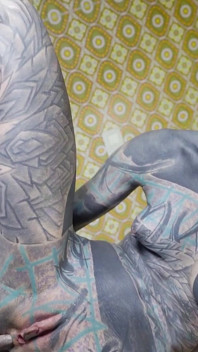 Alternative Tattoo Model Masturbating with Big Toy
