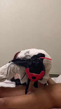 Sissy in Red Mask Gets Cock