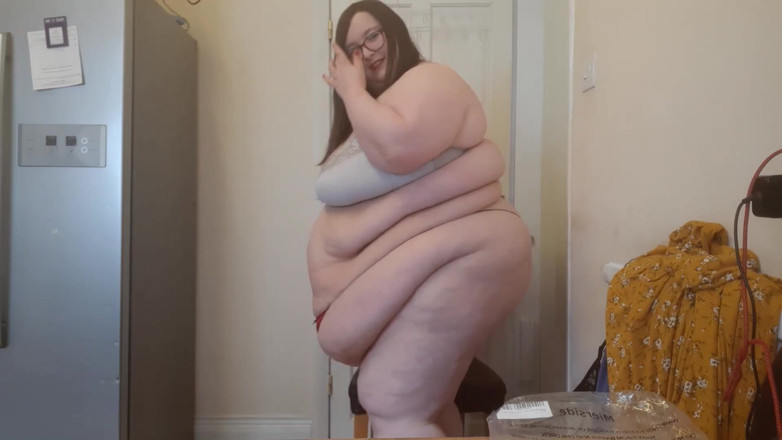 SSBBWLadyBrads: SSBBw tries on G strings shows off fat body