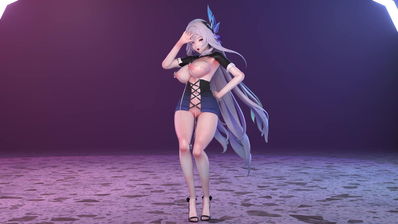 MikuMotion: Abaixo, correntes de mamilo, saia bodycon striptease