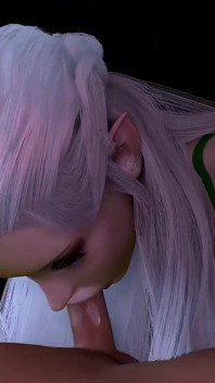 拥有漂亮绿色眼睛的森林精灵以第一人称视角提供口交服务 |3D Porn