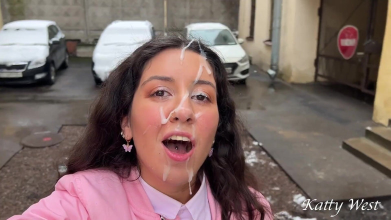 Katty West: College Girl Fucked with Stepbrother, Got Cum on Her Face...
