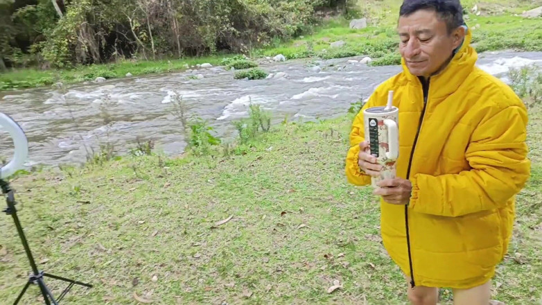 Lady: Fucking by the River Outdoors with My Busty Stepmother, They...
