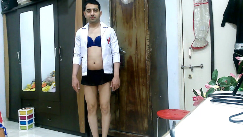 Cute & Nude Crossdresser: Hot sissy crossdresser femboy Sweet Lollipop teaching Yoga in a...