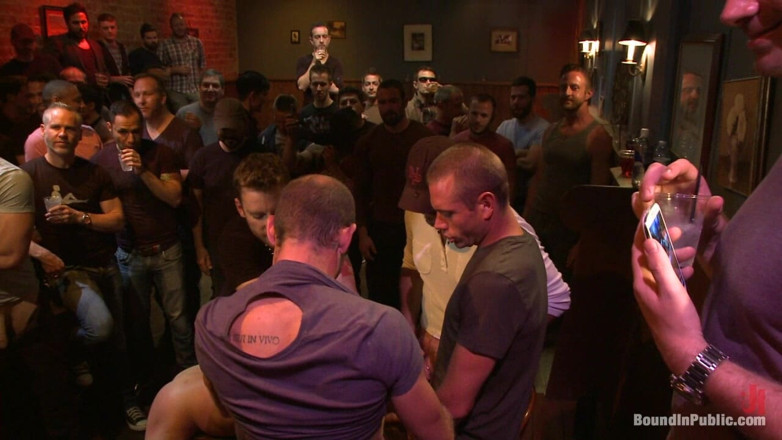 Bound in public: Gangbang and Cum for a Stuck up Go-go Boy