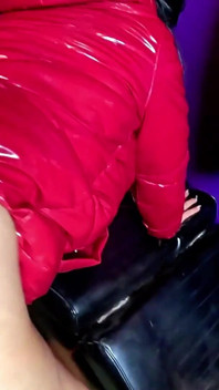 Red Glossy Downjacket POV. Smoking, Doggy Style and Double Cum on My Jacket