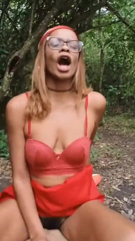 Black Slut Having Sex in the Park with an Asian Guy