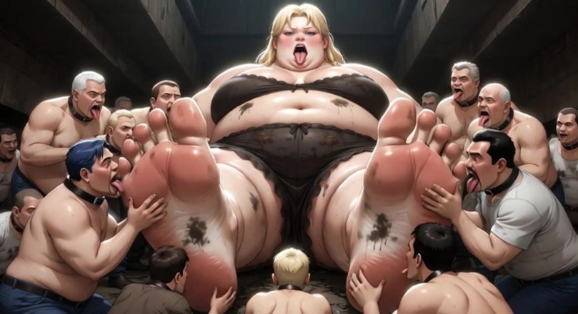 YOUR BEST FANTASY: Huge Obese Giantess BBW - Slave Men Licking &amp; Cleaning Her Big...