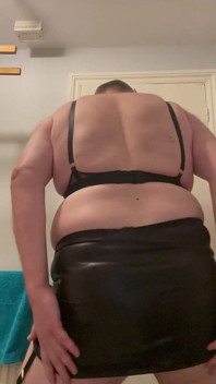 Dirty Gay Crossdresser Love It with Black Bra on