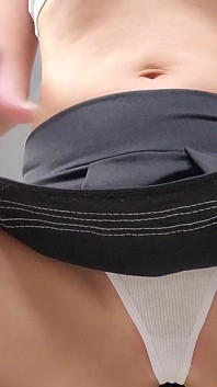 Skirt and White Thong Underneath