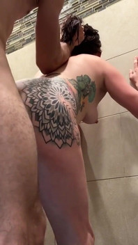 Dickflash Truck Stop Shower Adventure2/4 Cumshot After Destroying Pussy by 9 Inch Truck Driver's Big Dick. Truck Stop Shower