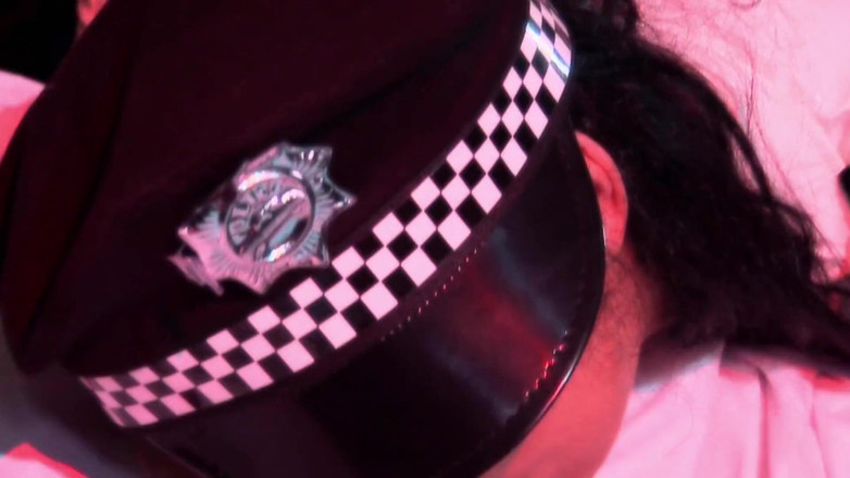 A Lesbian World: Kinky blonde shoves a stick into sexy police woman's asshole...