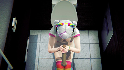 Waifu club 3D: 主播在厕所里撸管你的鸡巴