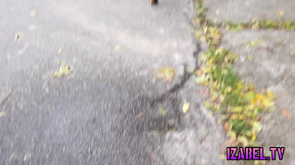 Izabel tv: Outdoor pantyhose play and pee trough pantyhose