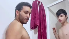 Young Gay Student Comes Home to Take a Bath, His Straight Stepdad Enters the Bathroom to Fuck His Tight Virgin Ass