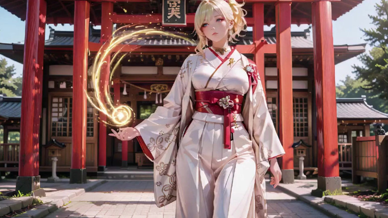 Seraphina Vale: Blonde Kimono Girl's Shrine Secret! Kneeling Under the Torii Gate...