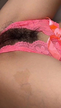 Slow Fuck of Asian Teen Hairy Pussy - Closeup Crotchless Panty Tease Fuck - Handsfree Cum on Bush - Interracial Amateur Couple