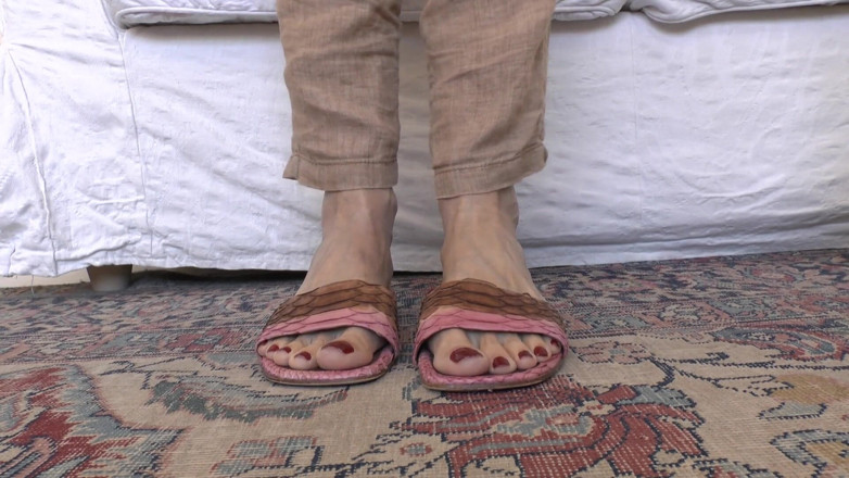 Lady Victoria Valente: Arousing, Mature Feet in Flat Mules Make You Weak, Lady...