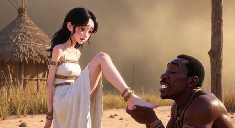 YOUR BEST FANTASY: White Woman Tied in Africa - African Man Licking Her Feet