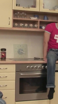 Exclusive video Bareback: Intense threesome sex in the kitchen with hot sexy guys