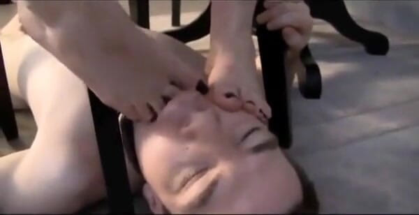 Foot Girls: Foot worship makes her slave hard
